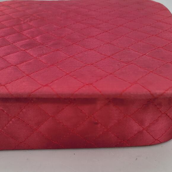Vintage 50s Cochette Pink Fuchsia‎ Quilted Gloves Hanky Accessories Trinket Box - Picture 7 of 14